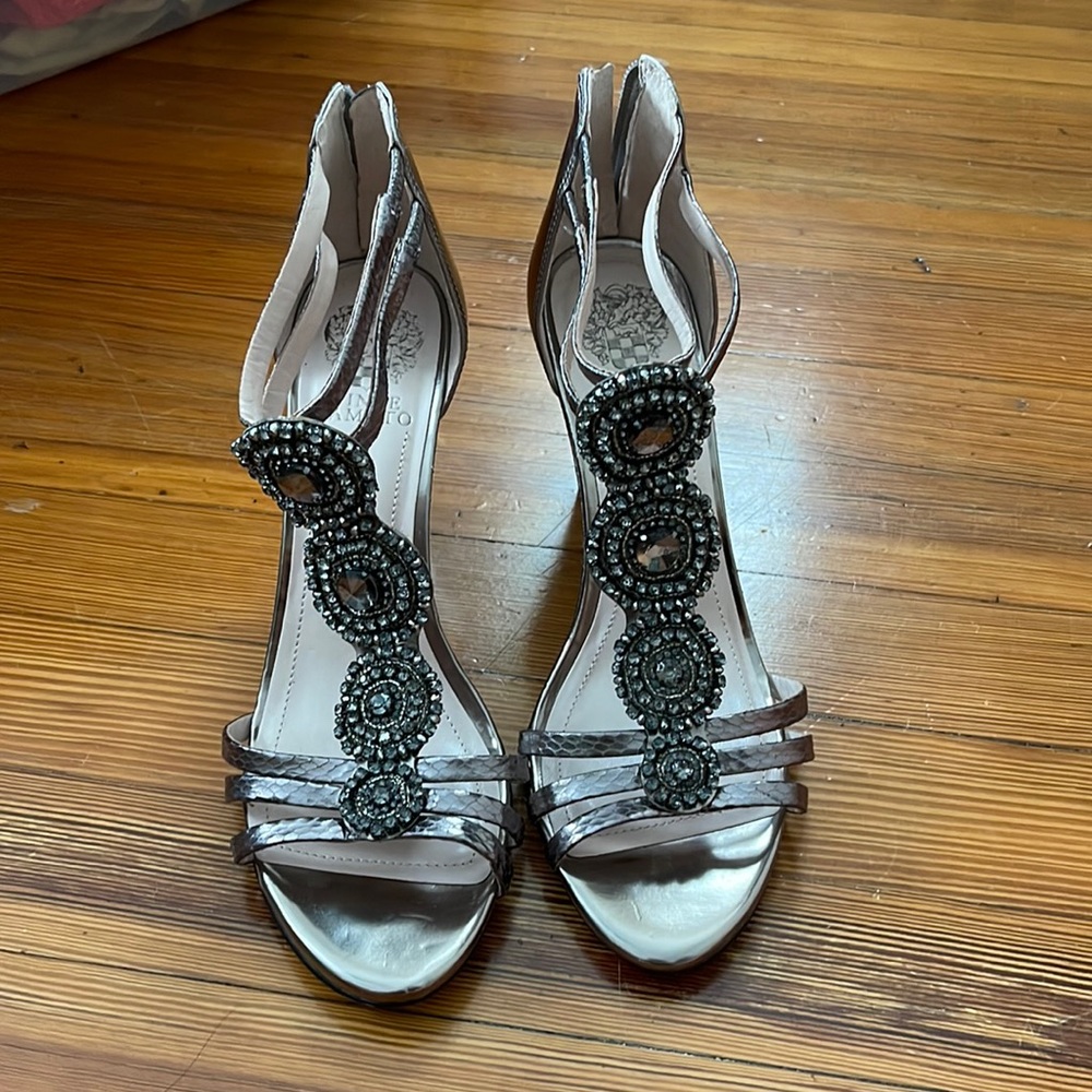 Vince Camuto Pewter Metallic 4” wedge heel - Never worn